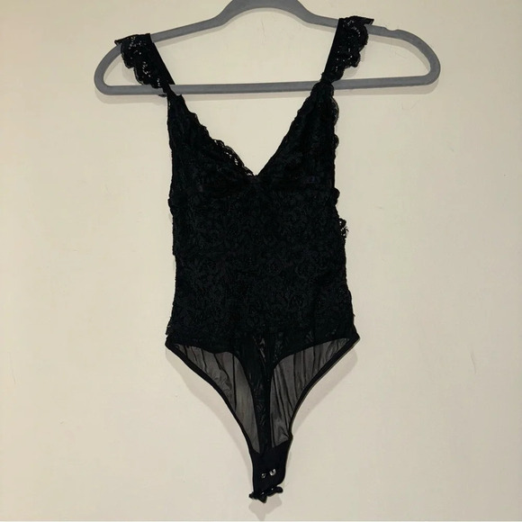 Women’s Dynamite Brand Black Lace Party Tong Style Tank Top Bodysuit Size:  XS - Picture 1 of 15